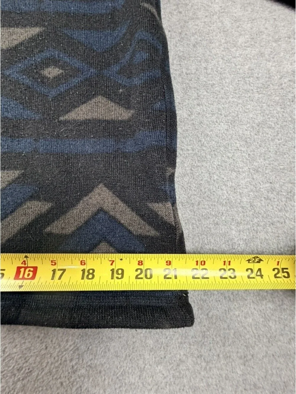 North Face Mens Large Fleece Pullover Gray Blue Aztec Geometric 1/4 Zip